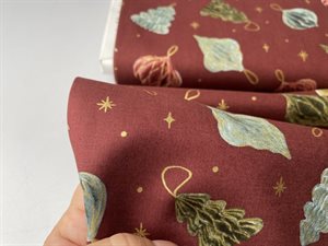 Patchwork stof - smukke juleornamenter og guld detaljer